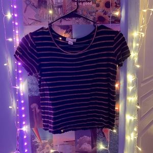 Stripped Black Ruffled End Shirt